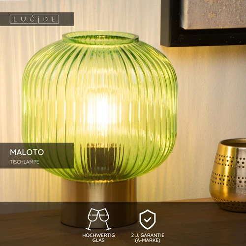Lucide MALOTO - Tischlampe - Ø 20 cm - 1xE27 - Grün - USP
